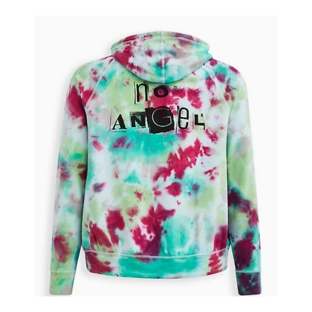 NWT Torrid LoveSick Zip Up - French Terry Multi Tie Dye 'No Angel' Hoodie 6X